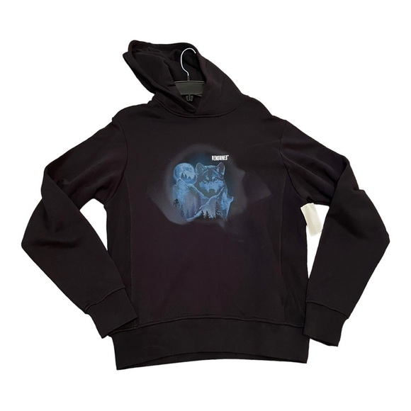 Renowned LA WOLVES AT NIGHT GRAPHIC HOODIE IN BLACK - Picture 2 of 12